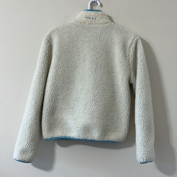 NWOT Ivory Ella Chloe White Sherpa Blue Satin Lined Full Zip Jacket Size Small - Picture 11 of 12